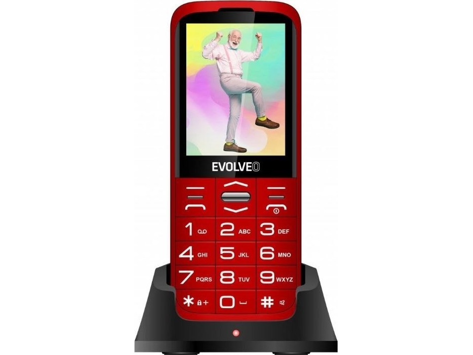 Evolveo Easyphone Mobiltelefon Til Seniorer Med Ladestander Rød - Evolveo Mobiltelefoner  - 8595683203548