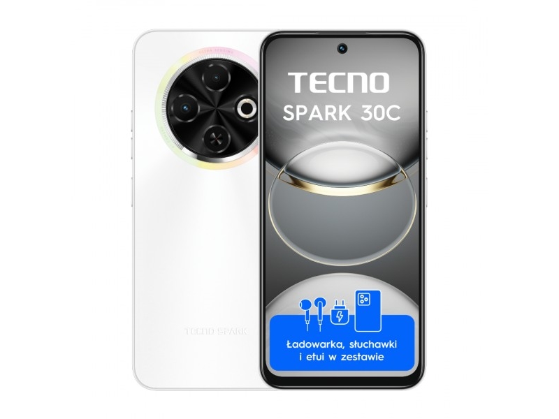 Hvid Tecno Spark 30c 256gb Smartphone 4894947051791 - Tecno Mobiltelefoner  - 4894947051791