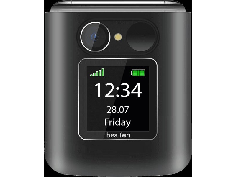 Beafon Fold Lte Silver Line Flip Mobiltelefon Med Store Knapper Sort Sølv - Beafon Mobiltelefoner  - 9120124822393